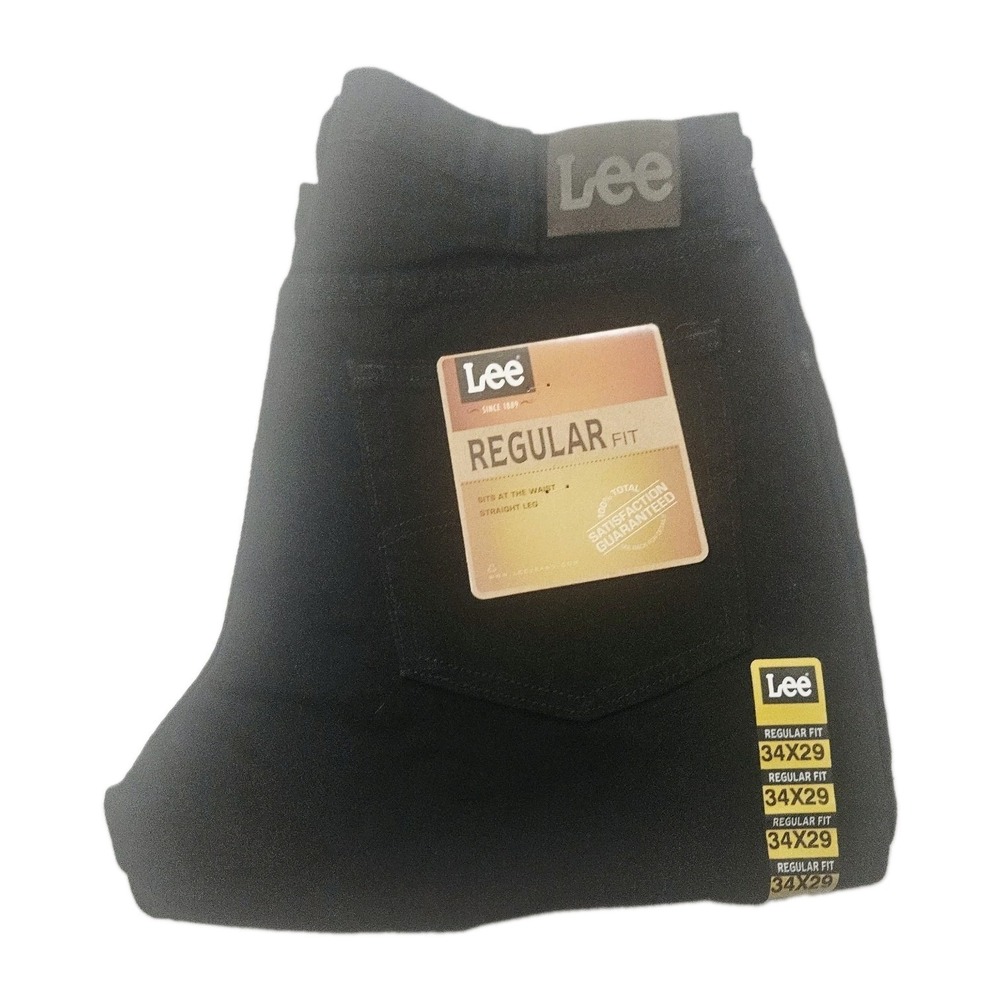 Lee Jeans Men's Double Black Size 34x29 Regular Fit Straight Leg All Cotton